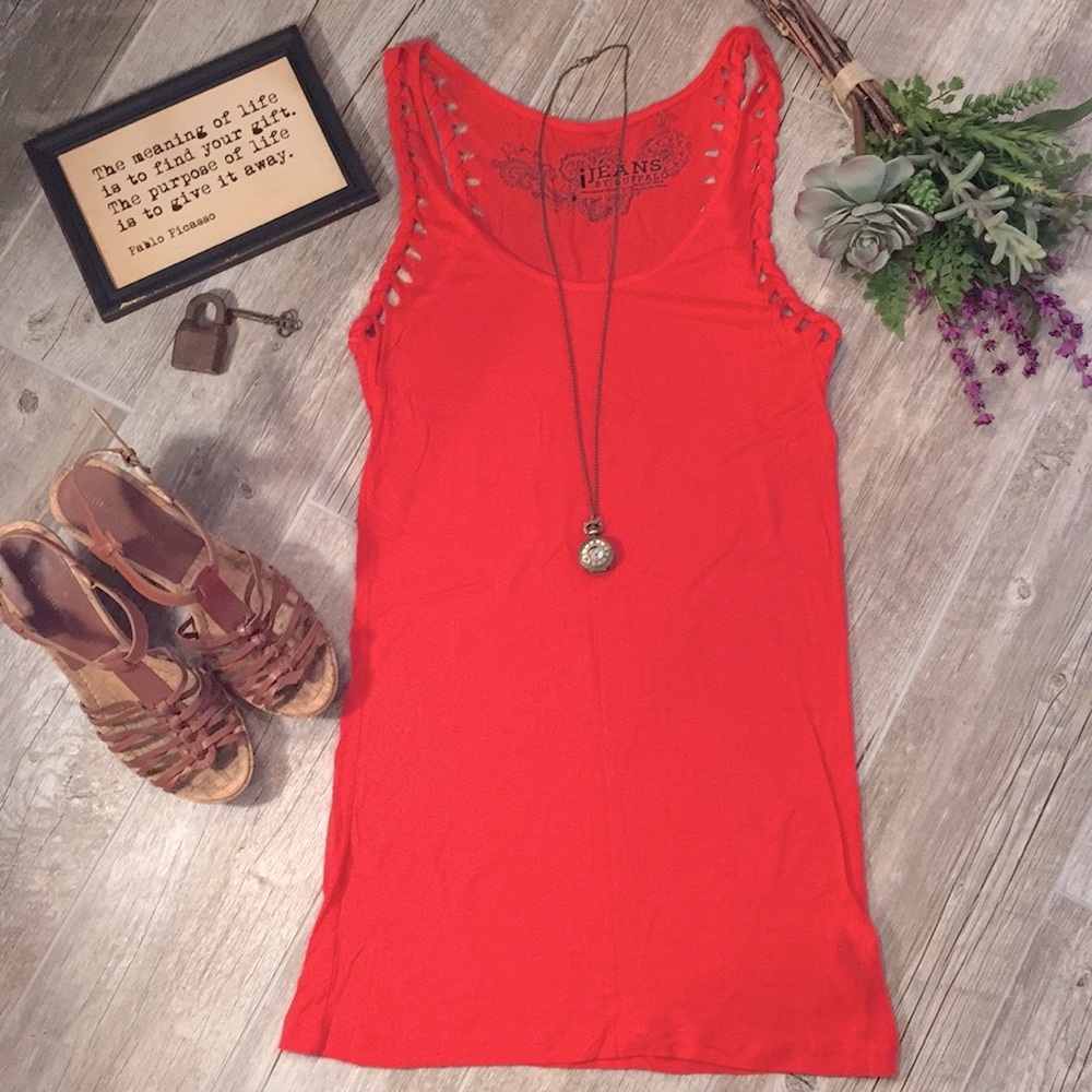 Bright Coral Colored Tank. Buffalo.